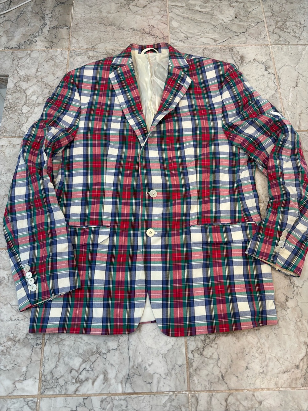 Ralph Lauren Men's 42R Madras Plaid Sports Coat 100% Cotton